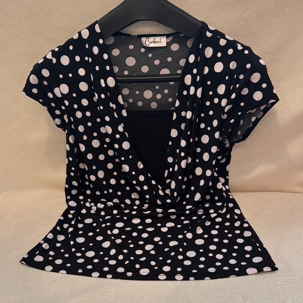 Stylish Black and White Polka Dot Blouse